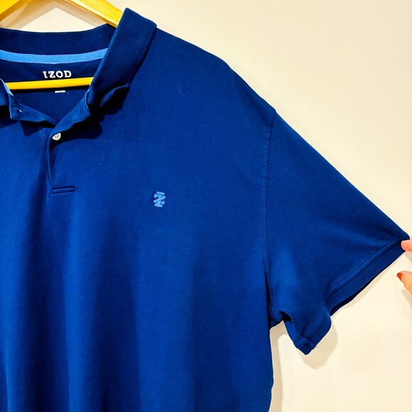 IZOD Classic Navy Cotton Polo Shirt | XXL * - Picture 3 of 7